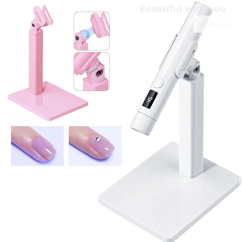 Pink White Nail Art Light Lamp Holder Portable Nail Dryer Machine Phototherapy Lamp Bracket Rotatable UV Light Lamp Holder