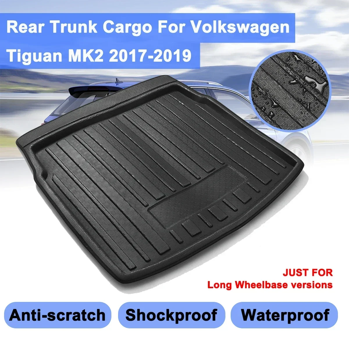 

For Volkswagen For VW Tiguan MK2 2017 2018 2019 Car Cargo Liner Boot Tray Rear Trunk Cover Matt Mat Floor Carpet Kick Pad