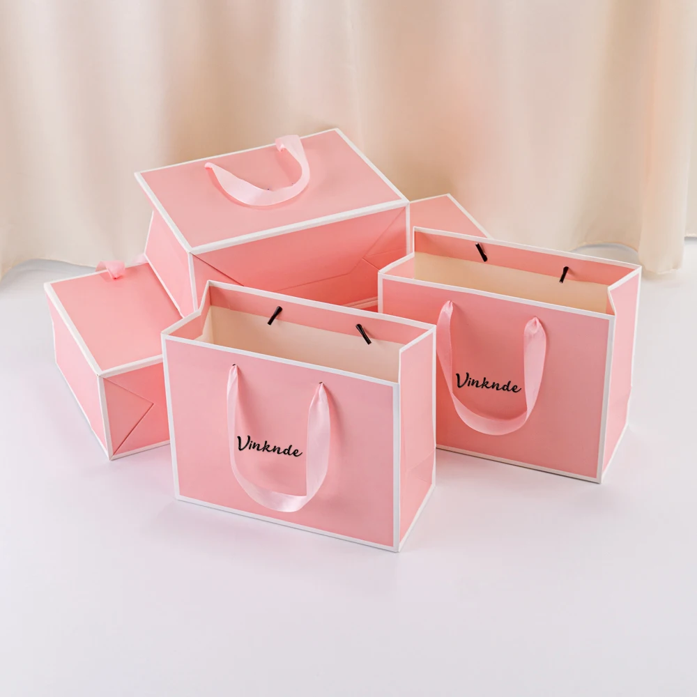 

50 шт., сумка-тоут из крафт-бумаги с индивидуальным логотипом, сумки для малого бизнеса с ручками, свадебный подарок для душа, сумка для парфюмерии для покупок