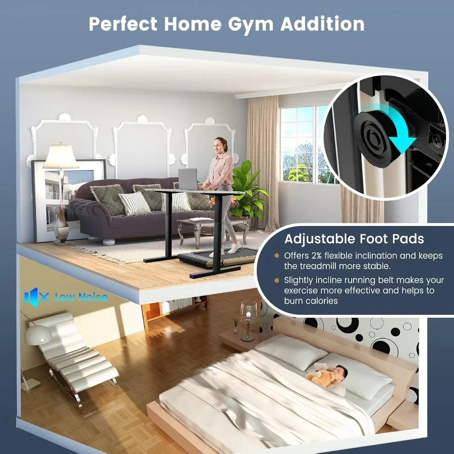 جهاز مشي 2 في 1 تحت المكتب مع شاشة LED تركيب مجاني، تطبيق ذكي وجهاز تحكم عن بعد، مكبر صوت بلوتوث قابل للطي وشركات #4