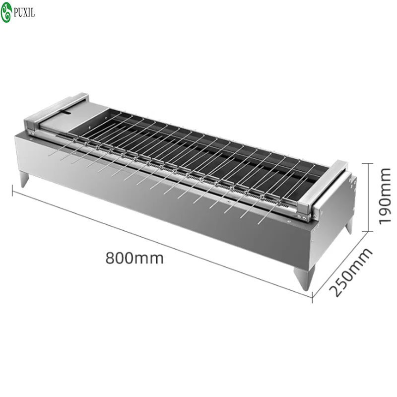 Stainless steel barbecue skewer machine - automatic rotating barbecue grill (6 skewer charcoal grill)