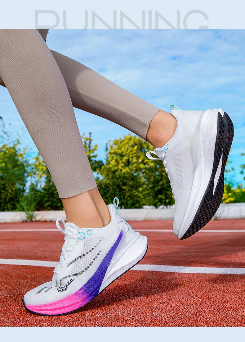 Carbonfaser-Laufschuhe mit atmungsaktivem Mesh und stabiler Sohle für Marathonrennen, Straßentraining, Herren und Damen, leicht und stoßdämpfend – Detail 9