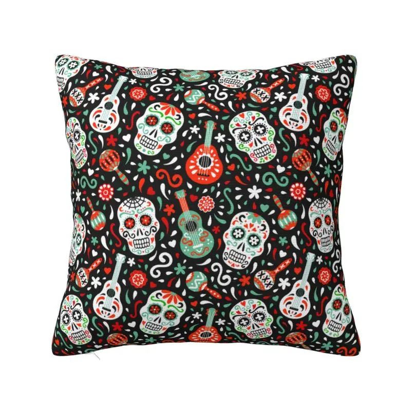 Day Of The Dead Sugar Skull Cushion Cover Polyester Mexican Gothic Pillow Case for Sofa Car Square Pillowcase Home Decorative