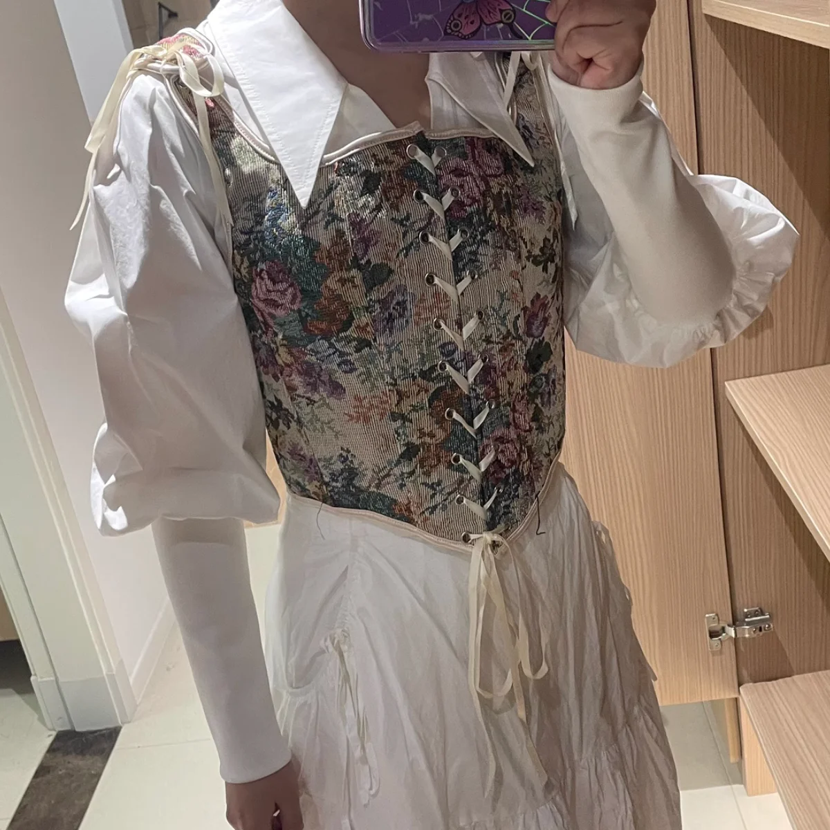 

Корсет с цветочным принтом и завязками, топ-бюстье без рукавов, женский французский винтажный корсет на бретелях, летняя мода, корсеты с завышенной талией