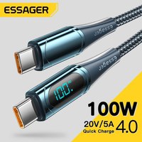 Essager USB To Type C Cable C To C 100W/5A PD Fast Charging Charger Wire Cord For Macbook Xiaomi Samsung Type C USBC Cable 2M