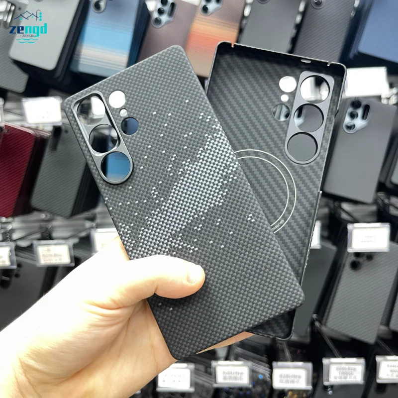 Etui magnetyczne do telefonu Samsung Galaxy S25 Ultra 1500D z włókna aramidowego (kevlar) w kolorze czarnym - ultracienkie i odporne na zarysowania