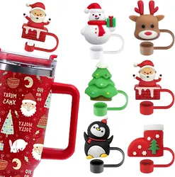 10mm Christmas Straw Covers Cap for Stanley Cup Tumblers Accessories, Reusable Straw Cap Stopper for Straws Tip Lids