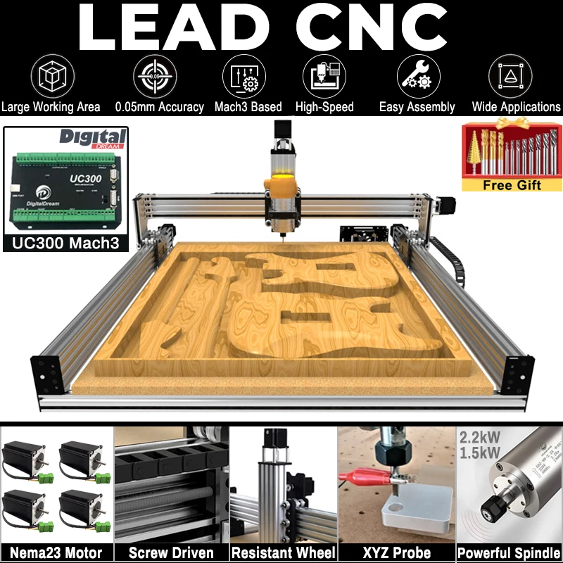 20%OFF BulkMan3D Lead CNC Engraver UC300 Mach3 4-Axis CNC Router Machine Precise Milling CNC for Wood, Metal, Acrylic, Plastic