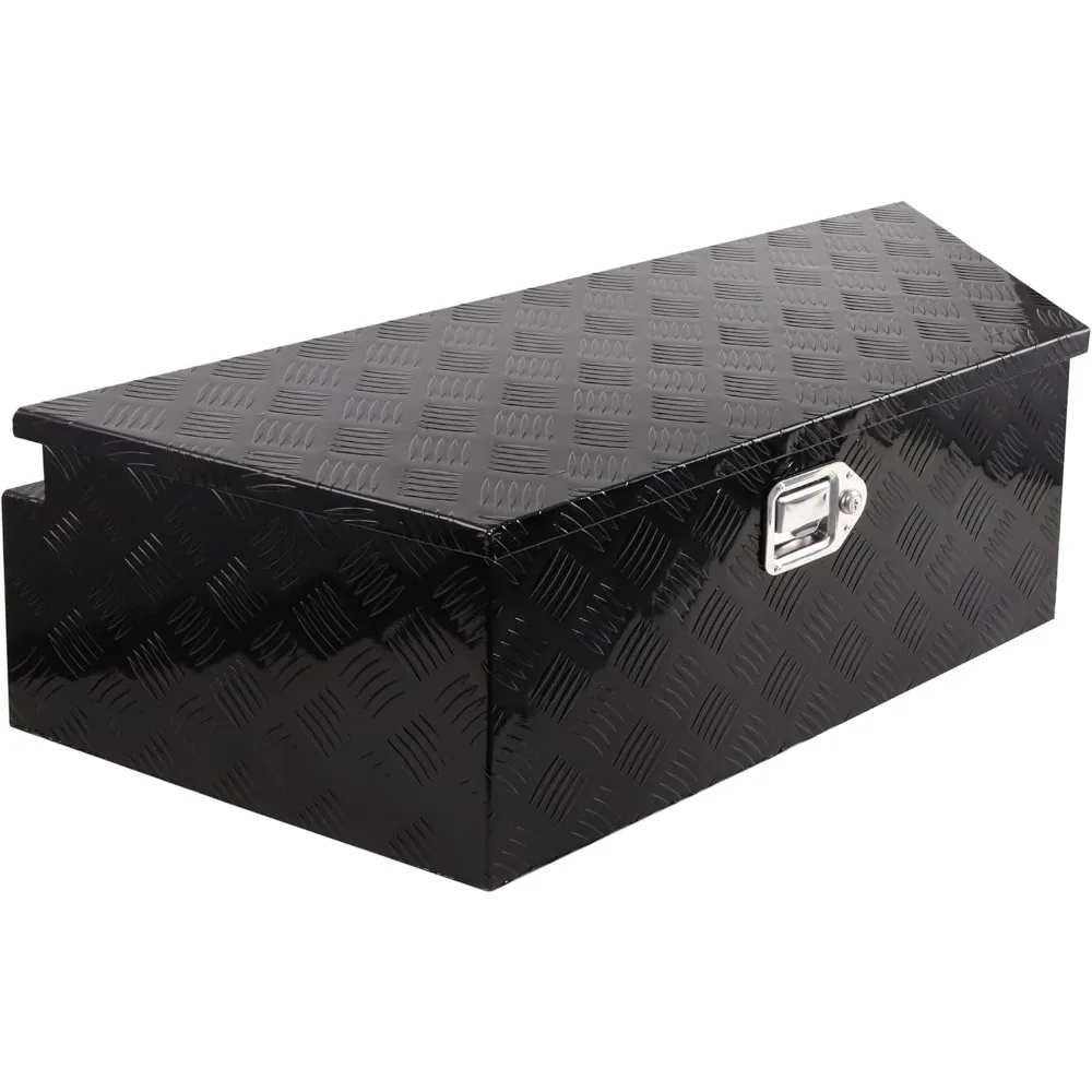 صندوق أدوات لسان مقطورة 39 من الألومنيوم مع قفل ومفتاحين، صندوق تخزين عالي التحمل 39x16.5x12