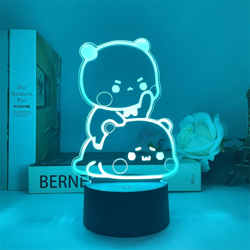 Bubu Dudu Led Night Light Remote Control Bear Panda Figures Lamp USB 16 Colors Adjustable Cartoon Nightlight Home Decorative Gif