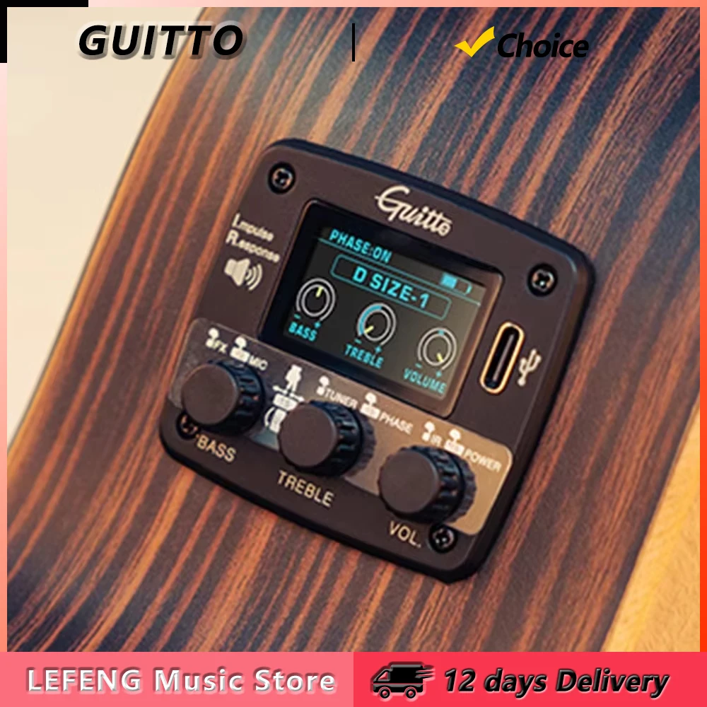 GGP-04 Acoustic/Classical Guitar Pickup Multifunctional Vibration Pickup IR Pickup for Live Streaming Digital Live Stream EQ
