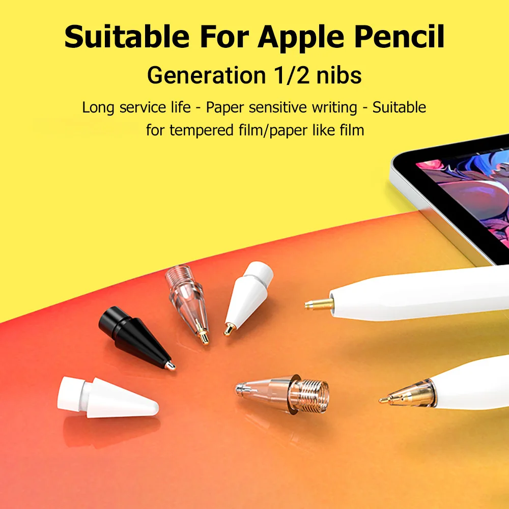 Replacement Tips Spring Metal Nibs for Apple Pencil 1&2 Generation Transparent Stylus Pen Tip Wear Resistant Replacement Nib New