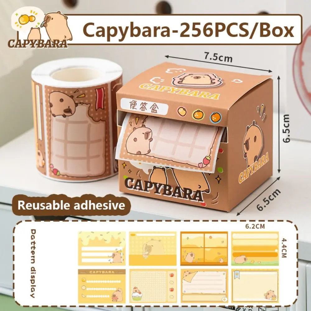 256 PCS/Set Pull-out Design Memo Pad Capybara DIY Sticky Note Multifunctional Full Adhesive Scrapbook Sticker