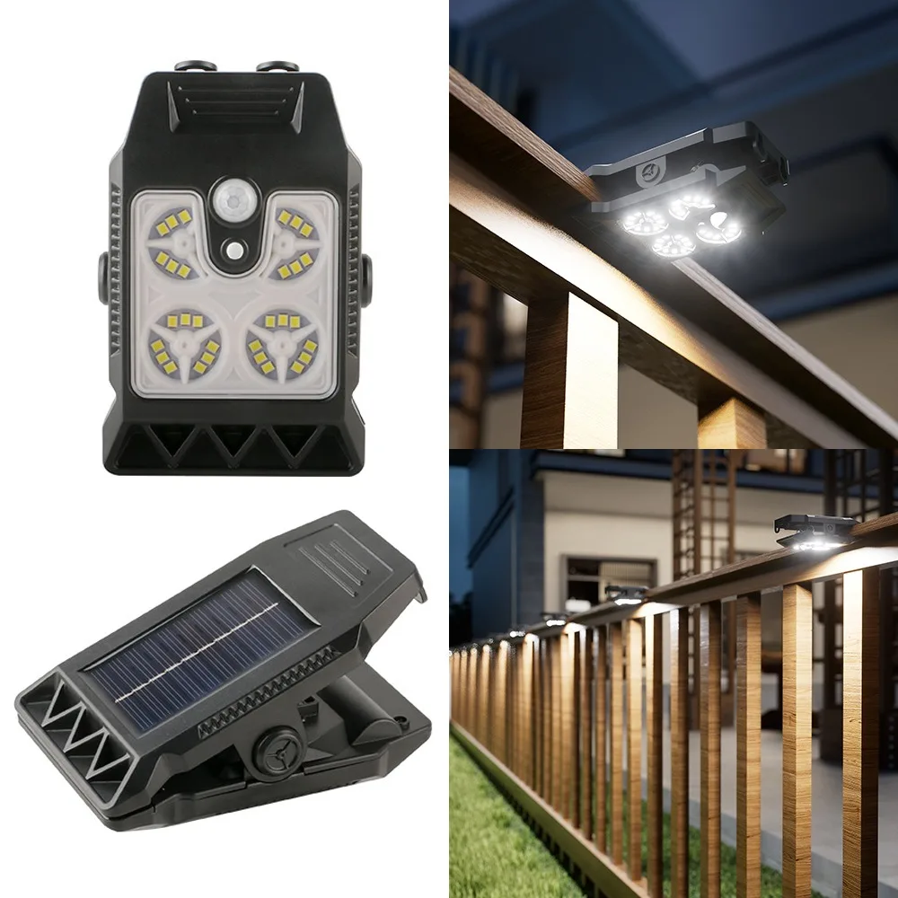 Waterproof LED Solar Clip Light Wireless Ultra Bright Motion Sensor Solar Lamp Multifunctional Intelligent Sensing