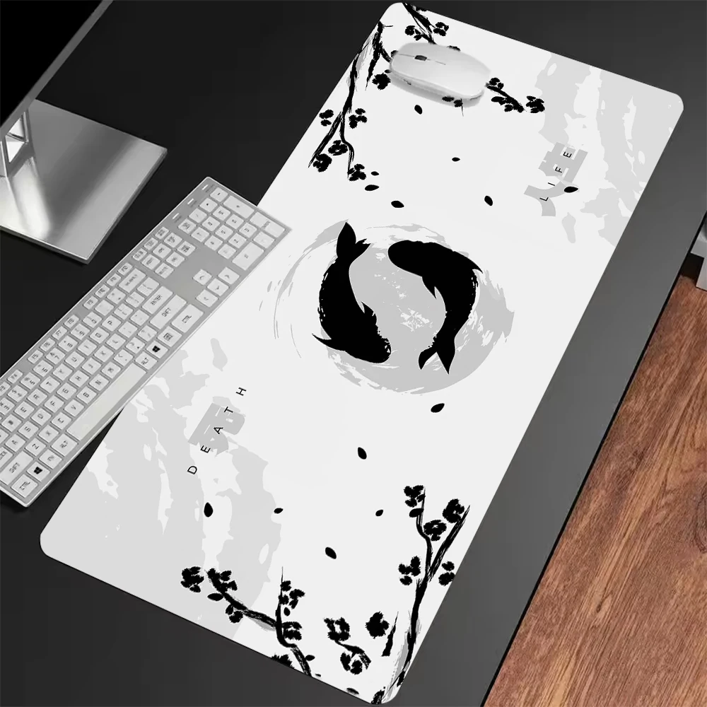 

Japanese Koi Pattern Desk Mat for Minimalist Desktop - Features Sleek HD Printing Locked Stitching a Non-Slip Rubber Base