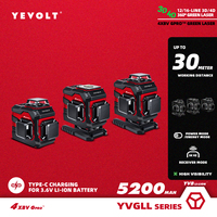 YEVOLT YVGLL4XS Series Green Laser Level 4-Plane 16-Line Self-leveling 360 4D Horizontal & Vertical 3.6V 5.2Ah Power Tools