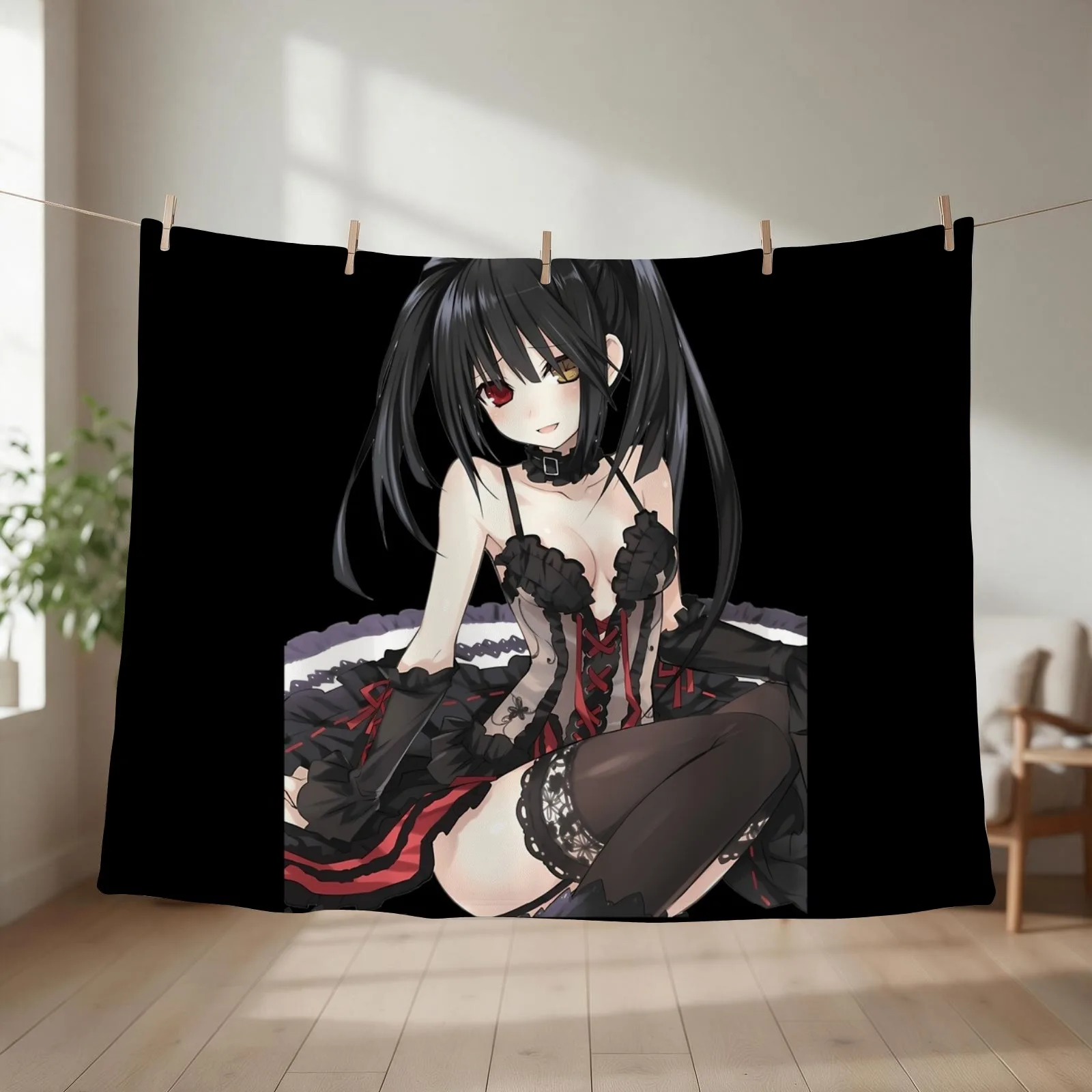 Kurumi Tokisaki Throw Blanket couch cozy soft plush fuzzy picnic outdoor blanket