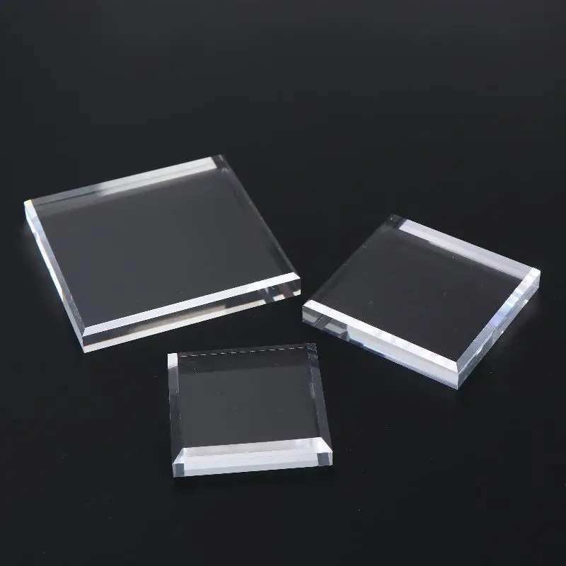 Transparent Square Cube Crystal Glass Base Craft Earrings Rings Necklace Jewelry Display Stand Home Decor Ornaments