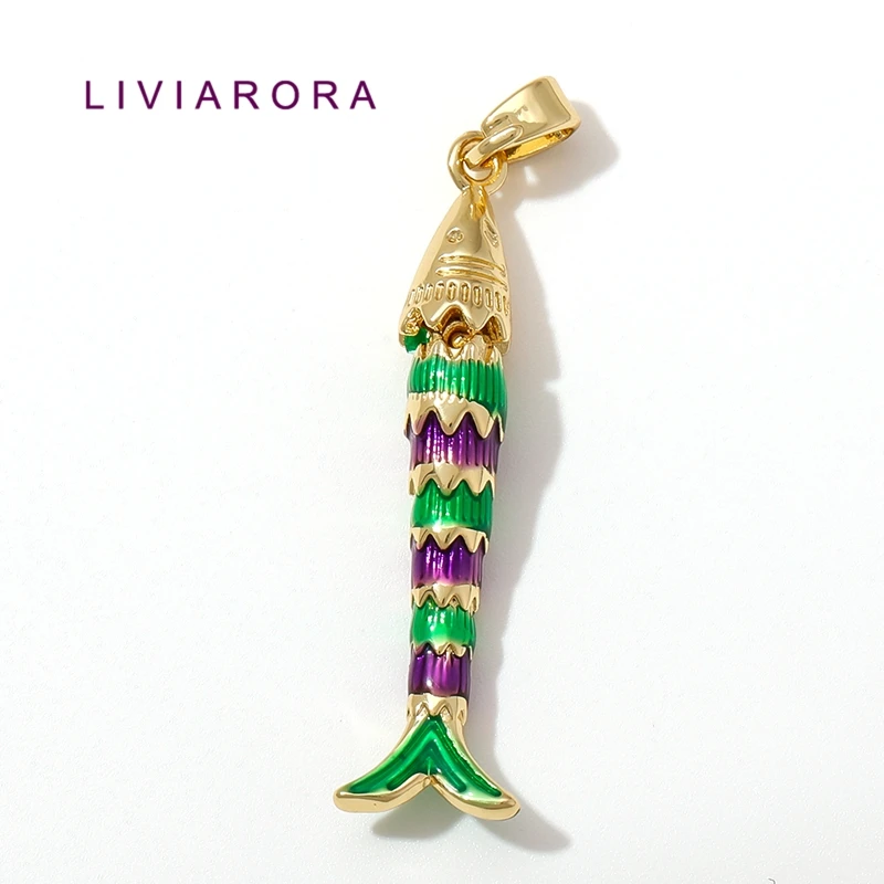 1/2/3Pcs 18K Gold Plated Brass Enamel Fish Pendant For Jewelry Making,Colorful Ocean Animal Charms For Necklace Making Supplies