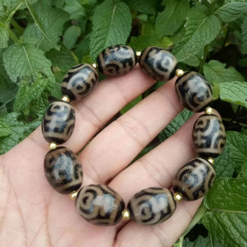 Tibetan Dzi Aquarius Beads Horseshoe Weathering Water Pattern Old Agate Daluo Bracelet Wholesale