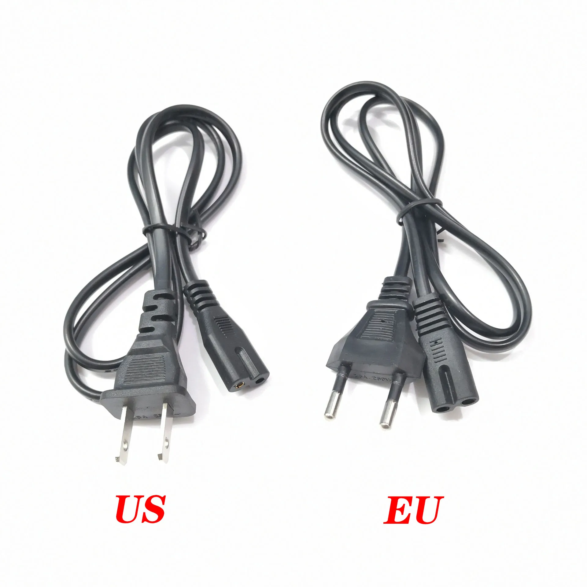 2 Pin Prong US EU to C7 C8 Extension Cable LED Light Power Cord American European Figure  Laptop Power Cable For PS2/PS3 1M