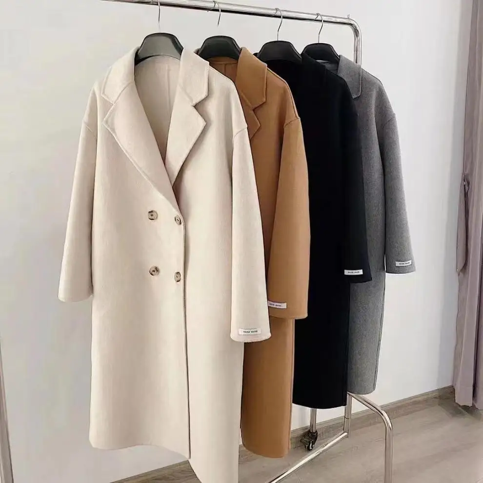 Women Wool Long Coats Jackets Blends Turn Down Collar Coat Thick Warm Y2k Streetwear Jacket Work Outerwear Autumn Winter 2026