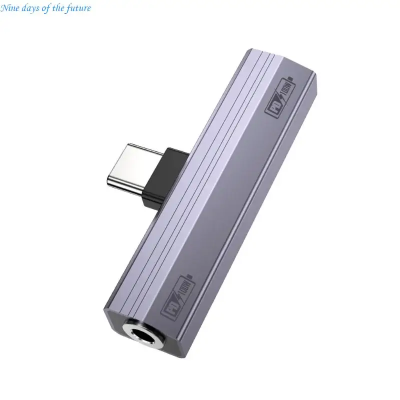 100W Charging and Audios Adapter Type C to 3.5Mm Noises Reduction Technology Earphone Adapter Headphone Converter E65A