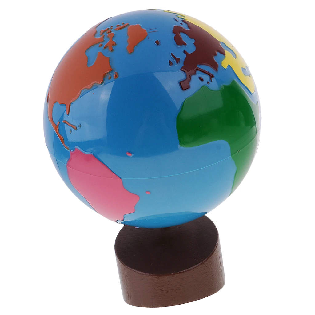 Globe of the Continents Montessori Material with Stand Kids Early Learning Prop for Family Preschool Education