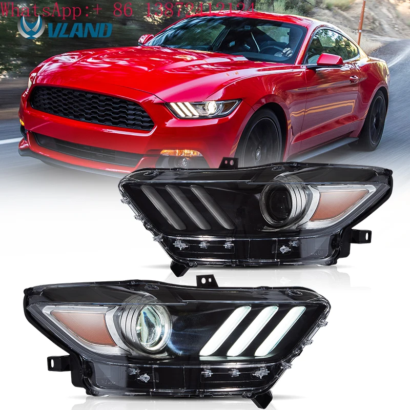 

VLAND Factory Wholesale Full LED Headlights Car HeadLight Assembly 2015 2016 2017 Head Lamp for Ford Mustang Front Lamp