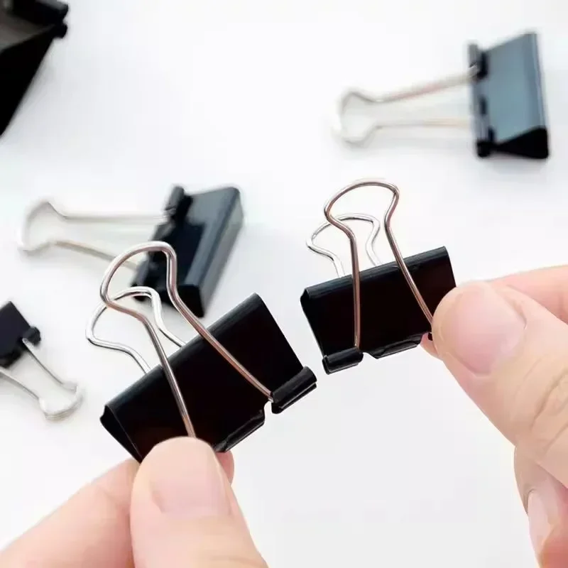 QIANKONG Preto Binder Clips, Clipe de papel pequeno para casa, escola, escritório, negócios, estacionária, 15mm, 19mm, 25mm, 32mm, 10 peças por conjunto