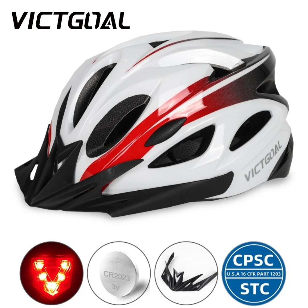

VICTGOAL Mountain Bike Helmets with LED Backlight Removable Visor Bicycle Safety Caps MTB Scooter E-bike Cycling Accessories