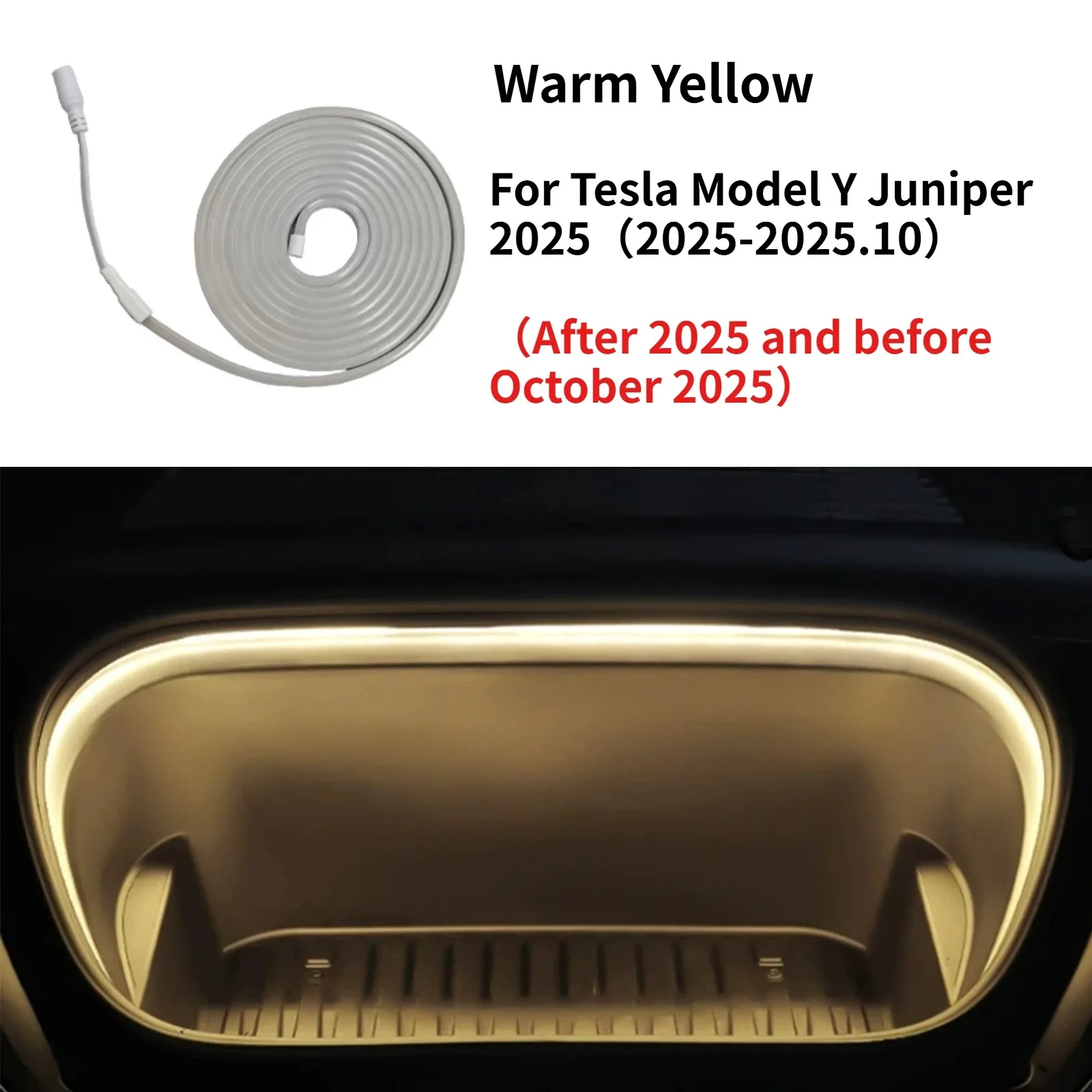 Für Tesla Model YL / Y Juniper 2026 Vorderer Kofferraum Frunk LED Ambientebeleuchtung Flexibler Lichtstreifen Dekorative Lampe Auto-Zubehör – Detail 5