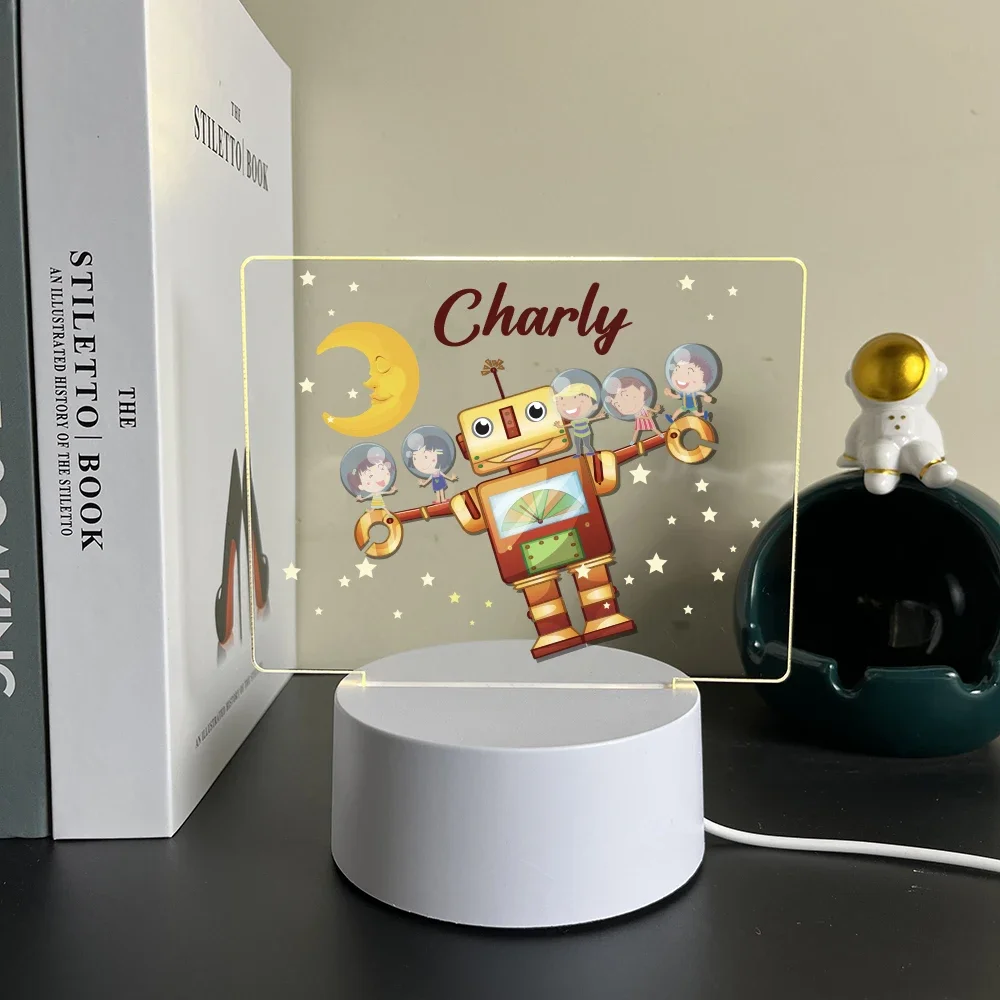 Moon Star Cartoon Space Pattern Acrylic Illusion Lamp Custom Birthday Gift Light