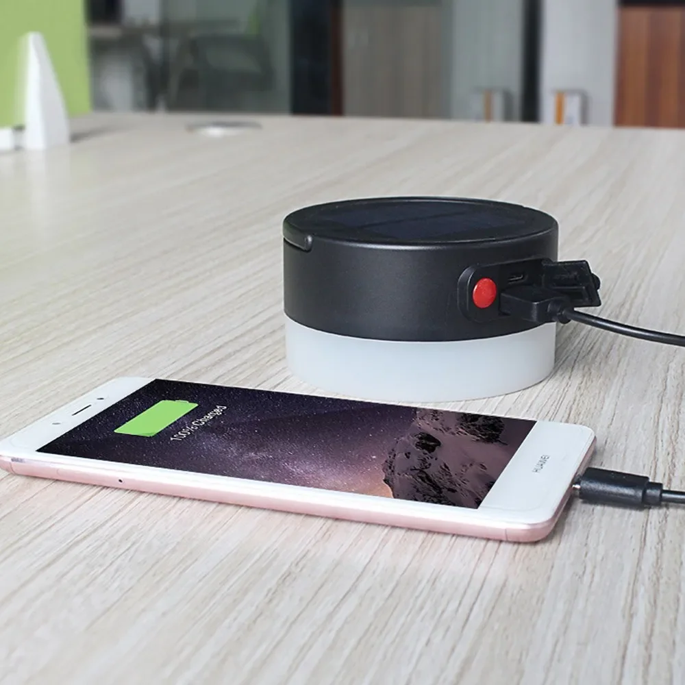 Waterproof Solar Power Tent Lamp Built In Battery Outdoor Portable Hanging Lamp 4 Modes Ligthing  Solar Panel Camping Light