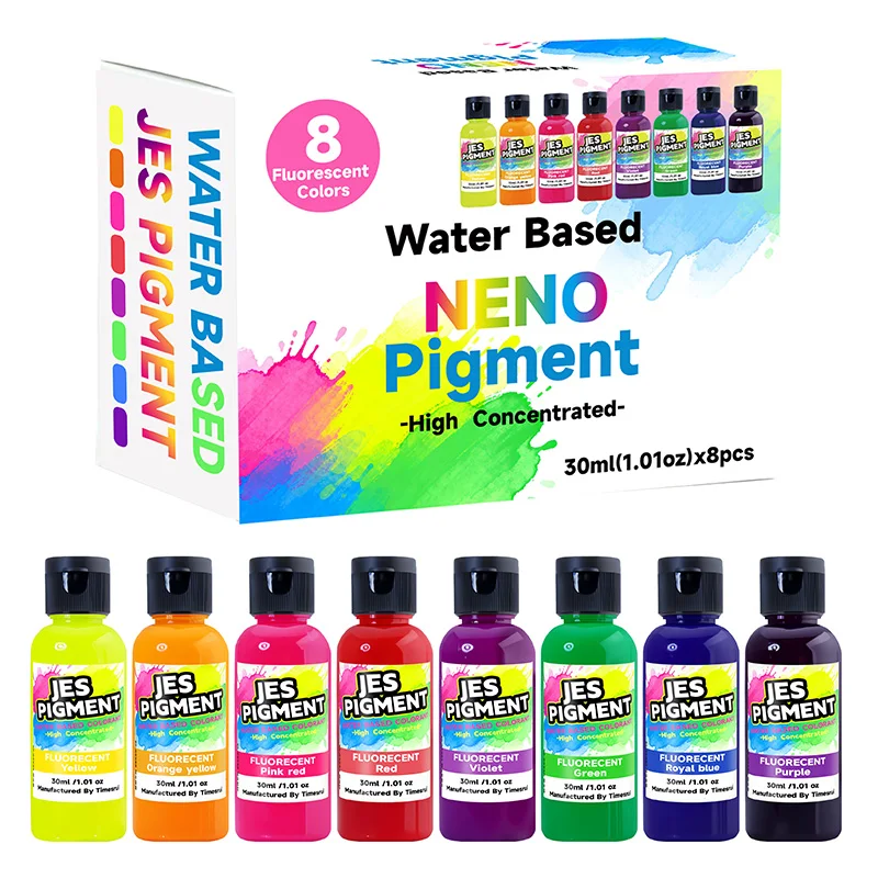 8colors/set fluorescent pigment, 30ml/1.01oz liquid pigment per bottle, epoxy resin dye night light pigment, suitable for DIY,