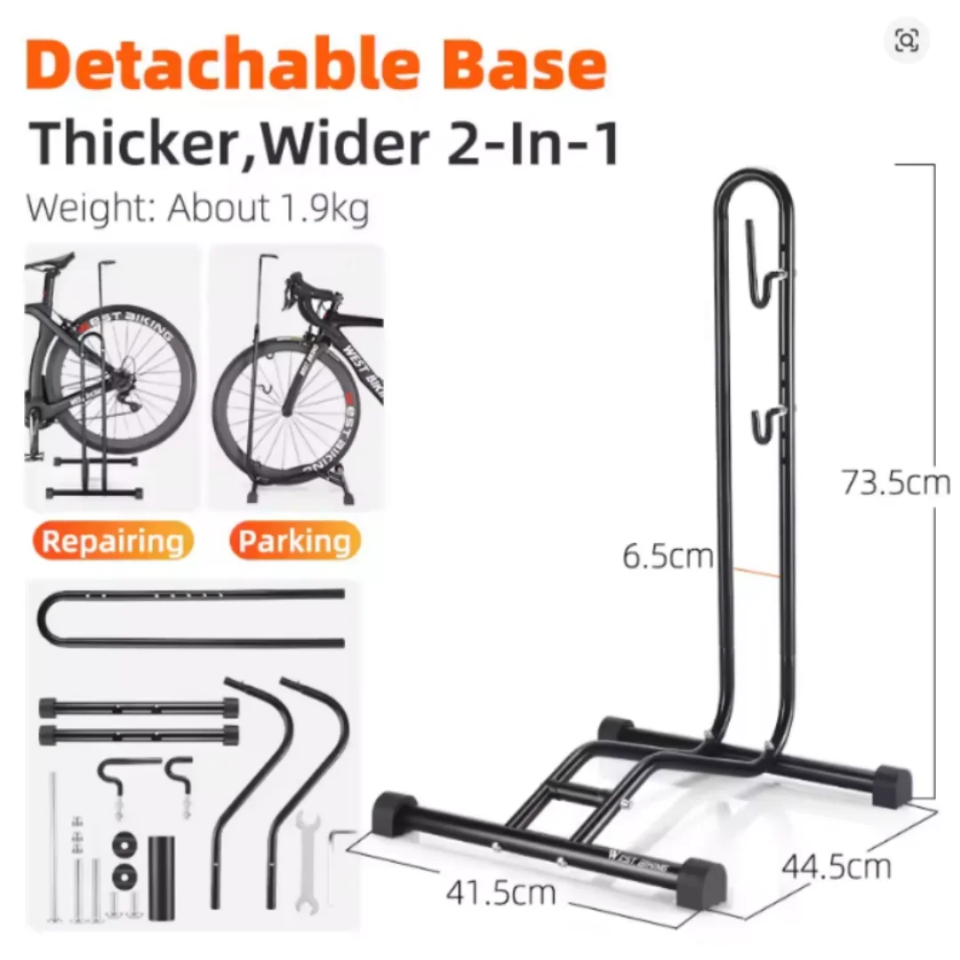2-in-1 Freistehender Fahrradständer und Ausstellungsständer L-förmiger Mountainbike-Ständer, Vertikaler Fahrradhalter und -ständer aus Stahl für Garage und Heimlagerung
