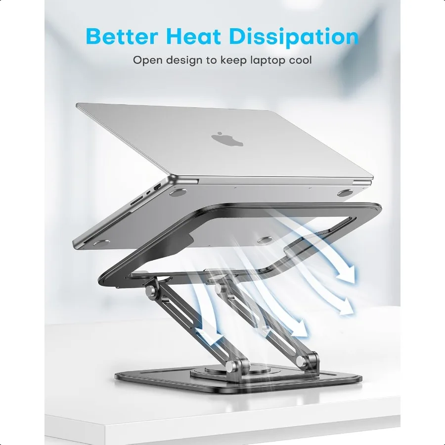 Adjustable Laptop Stand Computer Stand with 360 Rotating Base Ergonomic Laptop Riser Mount for Desk Foldable Protable Computer