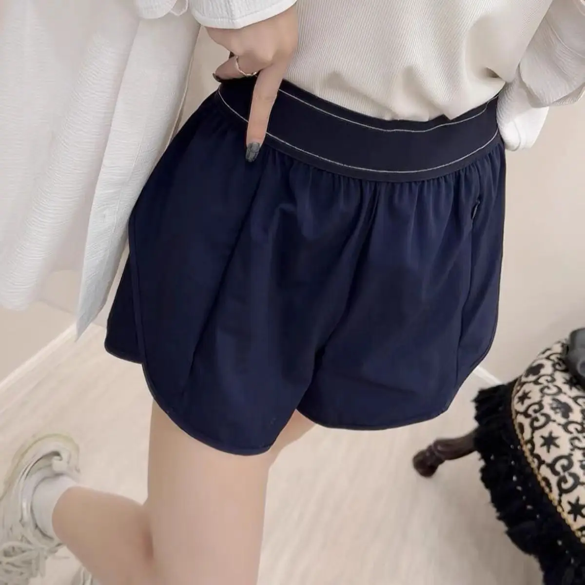 

LO Yoga Shorts - Casual Loose-Fit Sportswear for Women Anti-Exposure Soft Breathable High-Waisted Shorts Breathable Quick-Dry