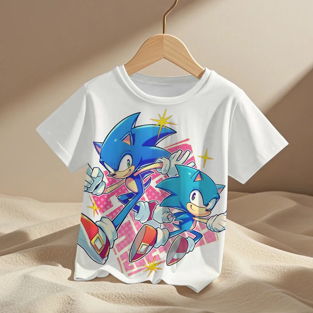 

Sonic T Shirt Kids Clothes Erinaceus Children Top Round Neck T-shirt Cartoon Figure Digital 4T-14T Fashion Apparel Accessories