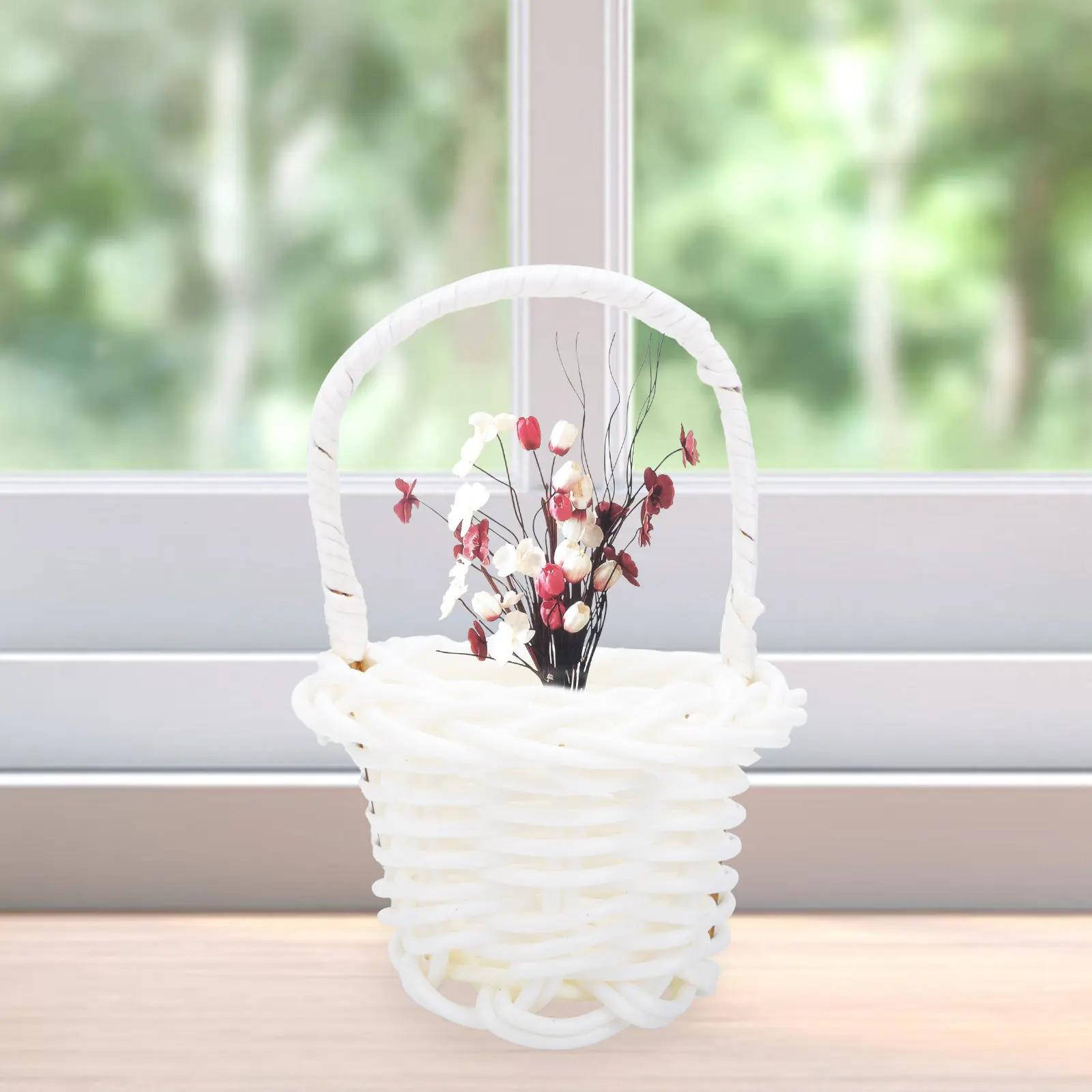 20Pcs Mini Handwoven Flower Basket Rustic Plastic Decorative Basket Home Wedding Party Micro Landscape Ornament