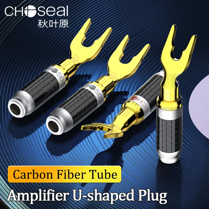 

CHOSEAL банановые вилки 2 пары/4 шт Позолоченные u-образные соединители из углеродного волокна Разъем для динамика типа «банан» для динамиков