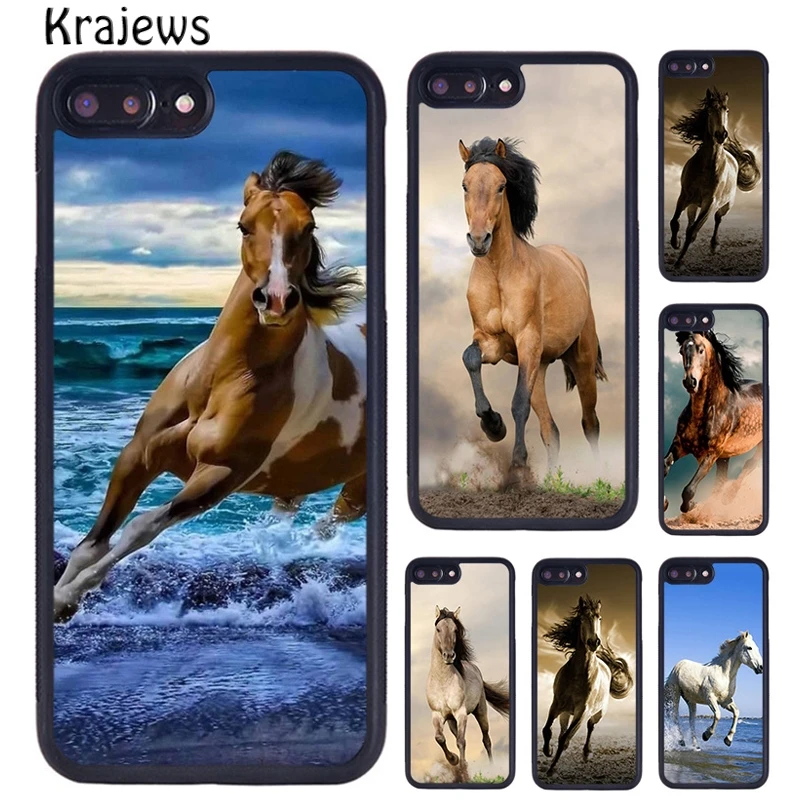 Krajews Galloping Horse Phone Case For iPhone 16 15 14 plus 11 12 mini 13 Pro X XR XS Max cover shell coque