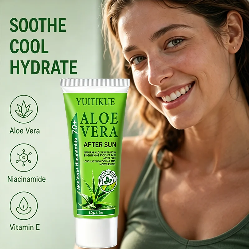 YUITIKUE Aloe Vera & Niacinamid Feuchtigkeitscreme, Tiefenwirksame Hydratation, Langanhaltende Feuchtigkeitspflege, Aufhellende Lotion für Alle Hauttypen