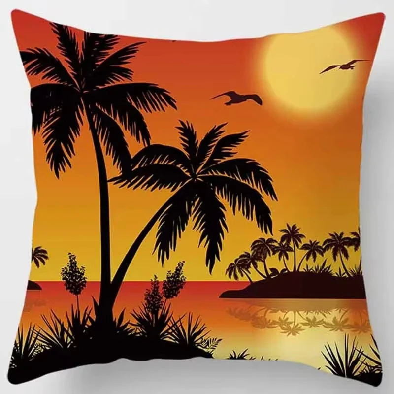 Double Sided Soft Cotton Beach Pillow Cover, Tropical Design for Multi-Scene Summer Decor and Comfortable Styling