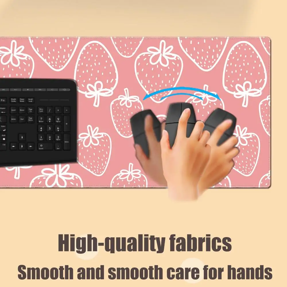 Strawberry Desk Mat Kawaii Mousepad Pink Cute milk sakura cherry blossom pattern Pastel aesthetic deskmat XXL gaming mouse pads