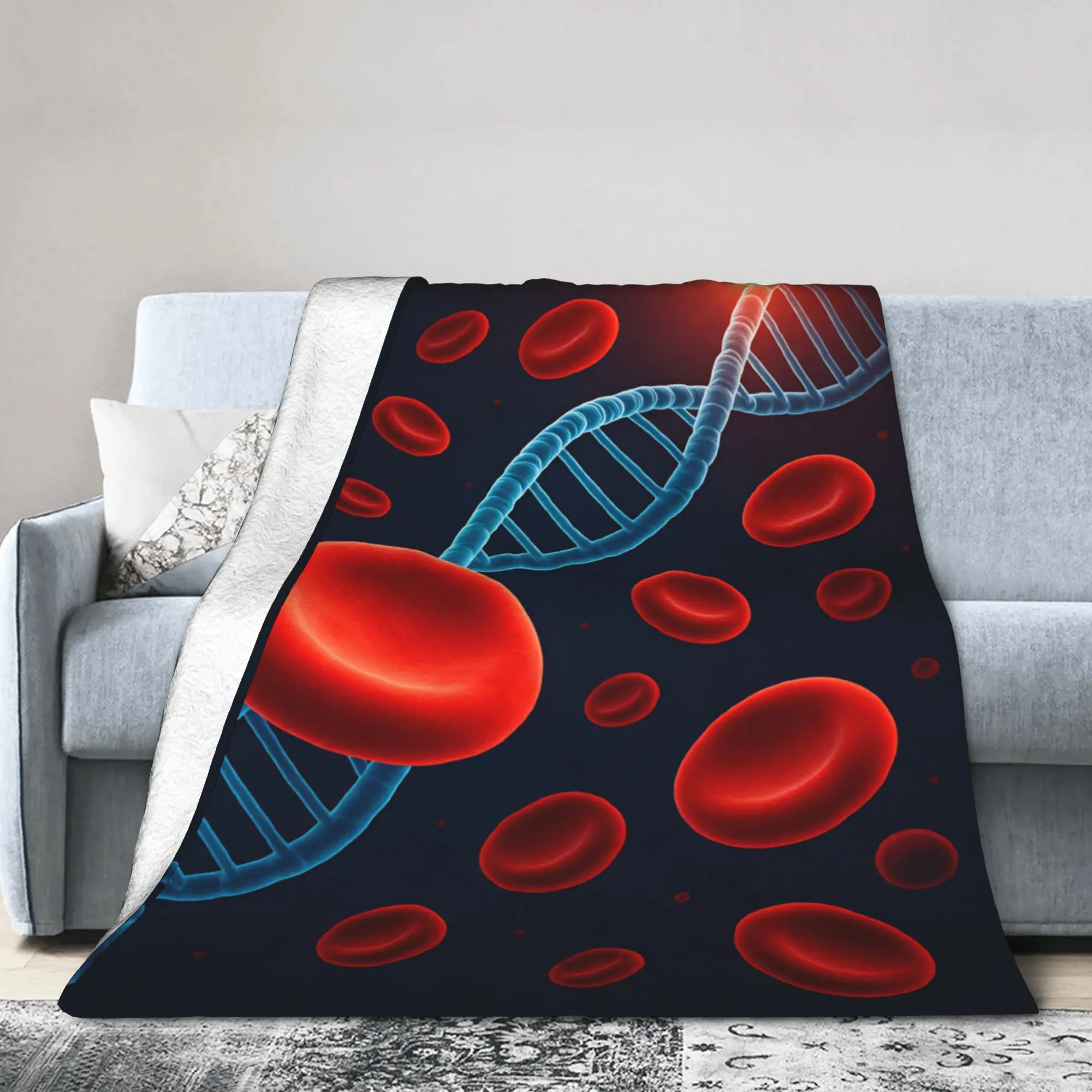 Red Blood Cells And Dna Helix Medical Blanket Quality Warm Soft  Throw Blanket Winter Picnic Home Decor Aesthetic Bedspread