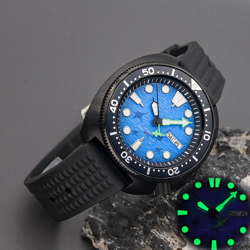 Men Turtle Abalone Dive Watch With NH35 NH36A Stainless Steel Diving Men Automatic Watch 200m Waterproof Design Mod 6105 6139