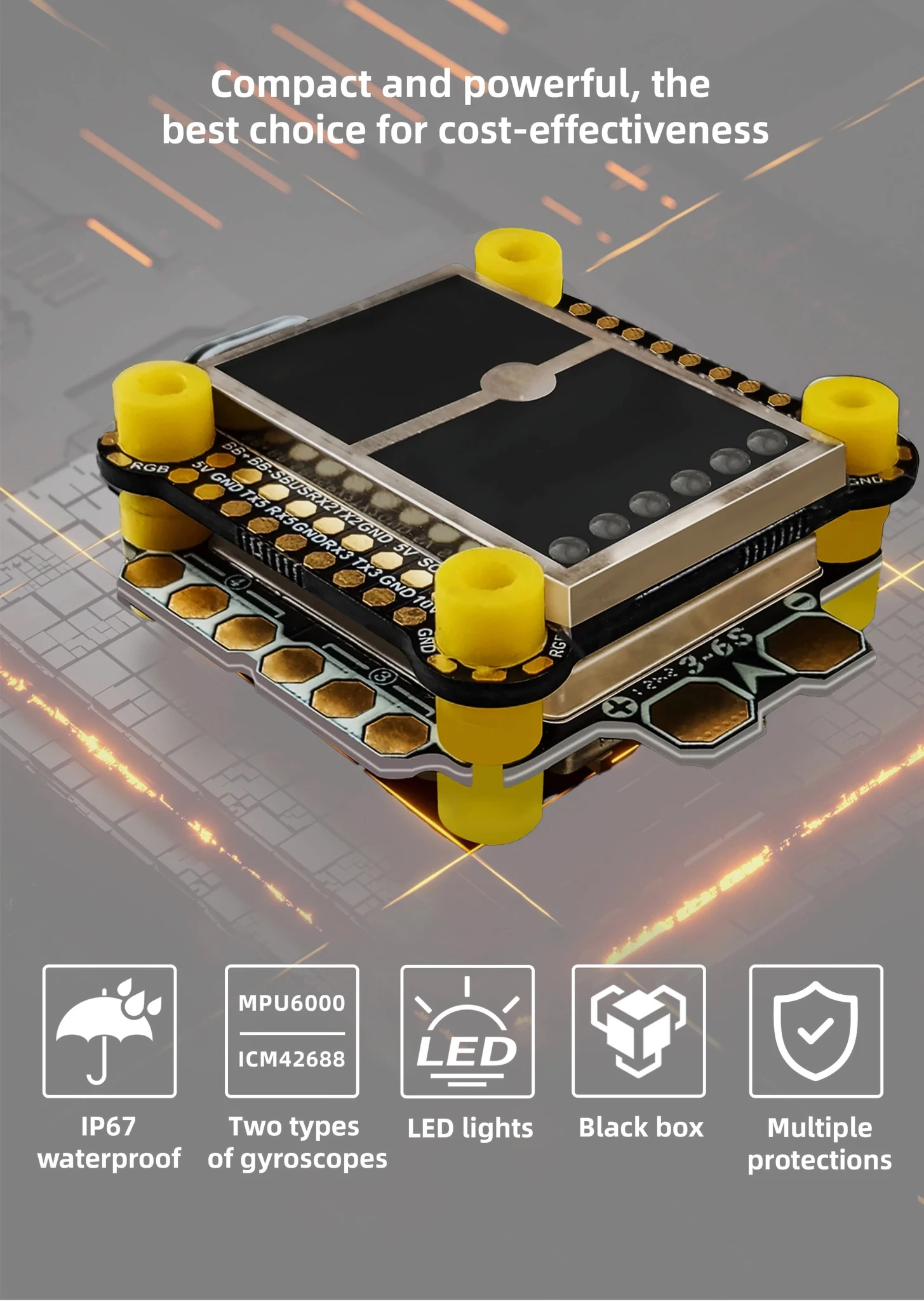 DarwinFPV Waterproof Cement Series Ultra-Durable F4 60A Flight Controller Stack F435 30A / 45A AM32 AIO F4 60A MPU6000 thumbnail 5