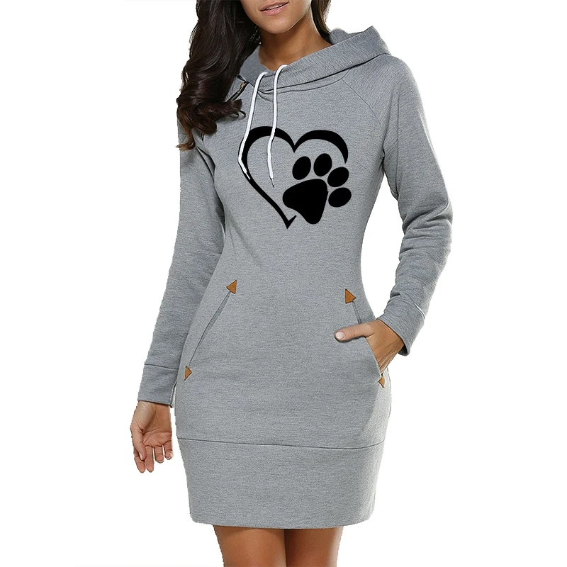 Frauen lässig lange Kapuzen pullover lose Fleece lange übergroße Hoodie Kleid