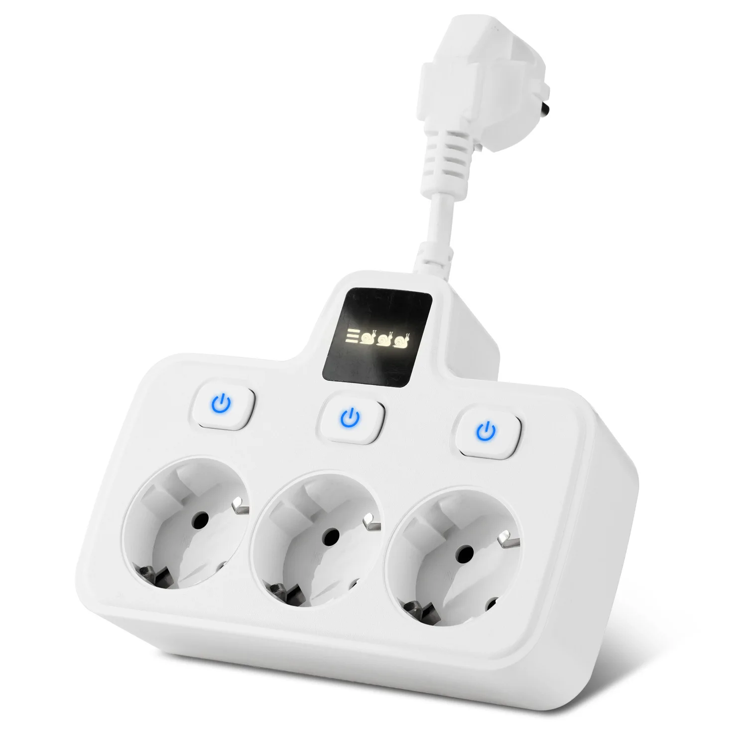 3 Outlet European Style Specialty Power Socket with Independent Switches Flame Retardant Household Power Strip